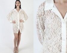 Vtg Victorias Secret Gold Label Dress Sheer White Lace Lingerie Bridal Nightgown