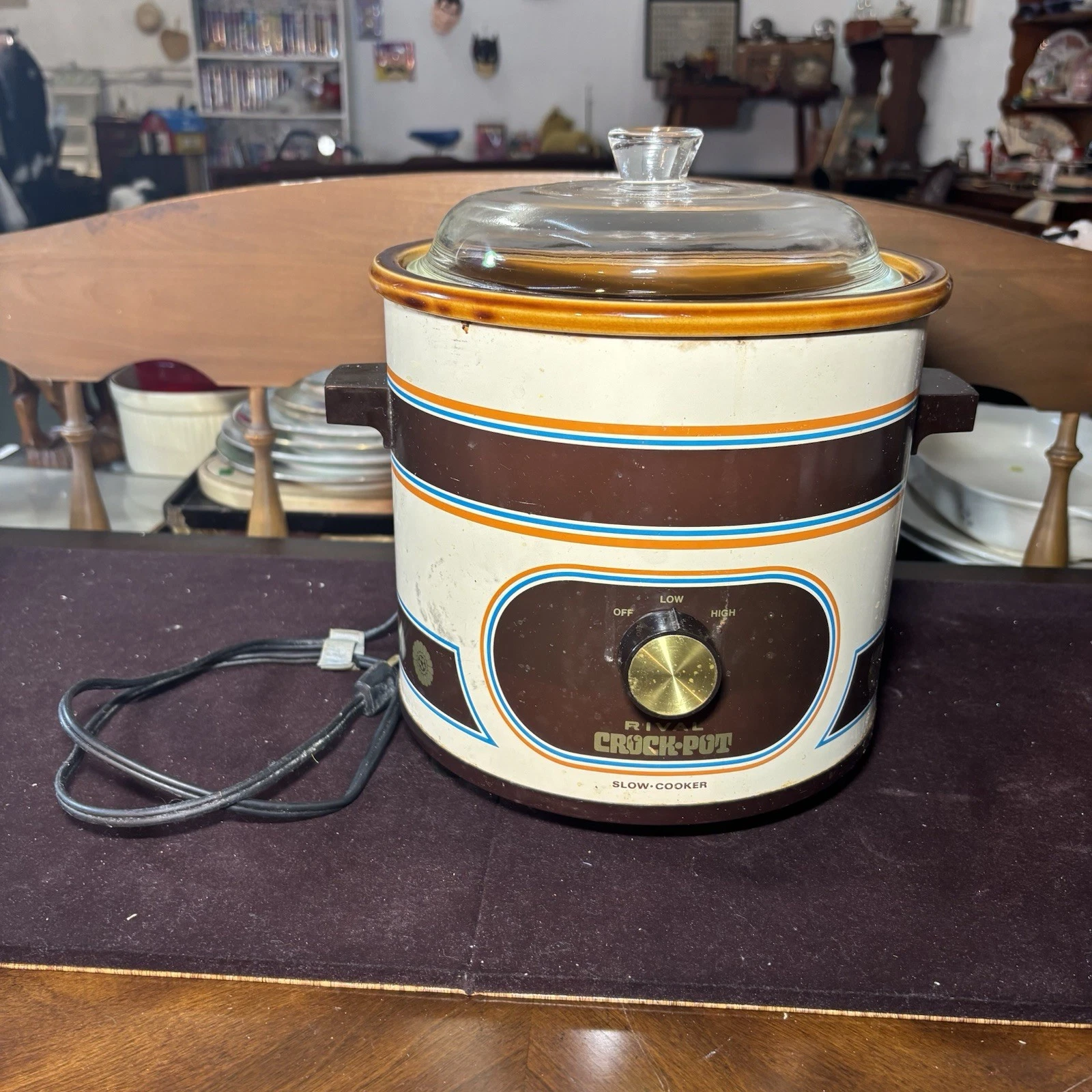 Vintage 70s Rival Crock-Pot 3.5 Qt Slow Cooker Model 3100/2 Brown Orange USA