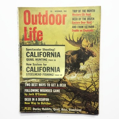 Vintage November 1963 Outdoor Life Hunting Fishing Ad Magazine - Bull Moose
