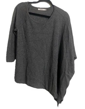 BAILEY 44 Asymmetrical Poncho Sweater Womens Small Gray Knit Angora Blend