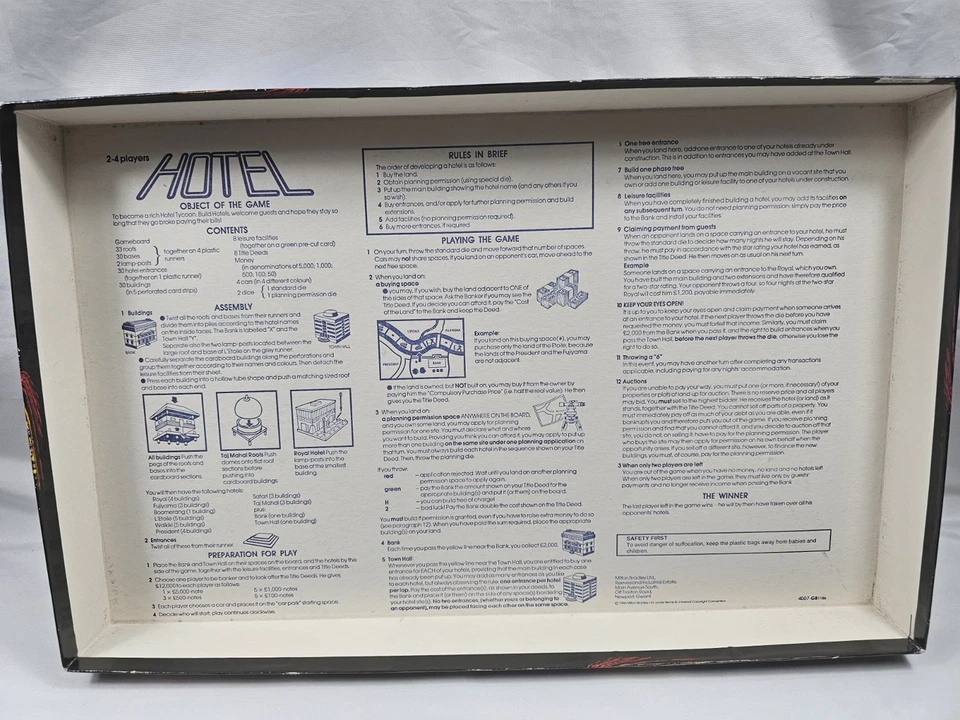 HOTEL Board Game 1986 Vintage MB Games Retro 100% Complete VGC - Image 2 of 4