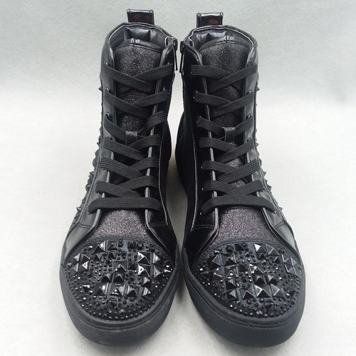 Steve Madden Headlines Studded High Top Sneakers Black Rhinestone Mens 10M - Picture 7 of 13