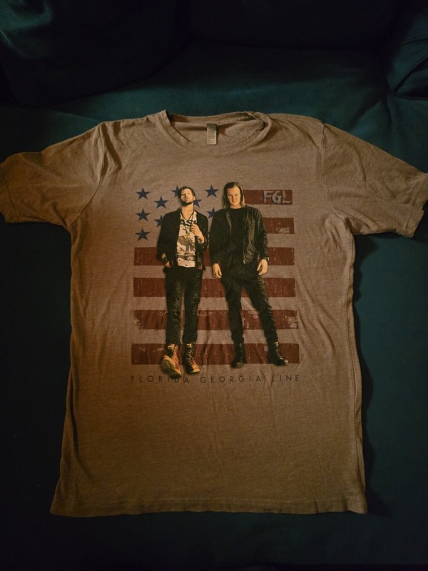 Vintage Florida Georgia Line Concert Tour T-Shirt Men's Medium Gray FGL Flag