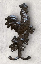 Rustic Cast Iron Rooster Wall Hook Decorative Rustic Farmhouse Accent