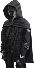 Ghost Grim Reaper Cosplay Cape Techwear Poncho Hoode Gothic Small-Medium