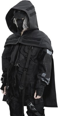 Ghost Grim Reaper Cosplay Cape Techwear Poncho Hoode Gothic Small-Medium 