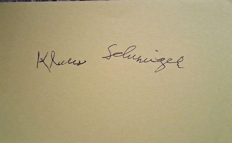  Inventor Klaus Schmiegel Authentic Autograph Historic 3x5 Yellow 
