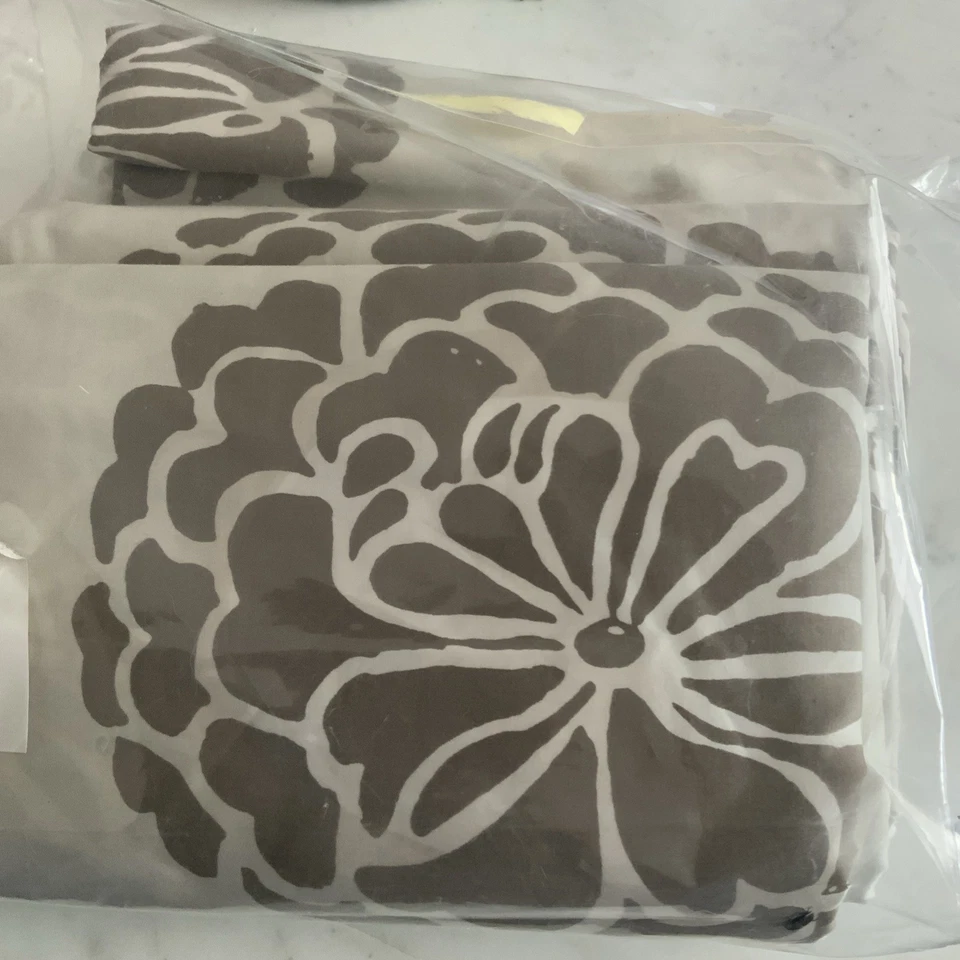 MARIMEKKO Crate & Barrel KING Duvet Cover Poloneesi Light and Dark Beige New! - Image 2 of 4