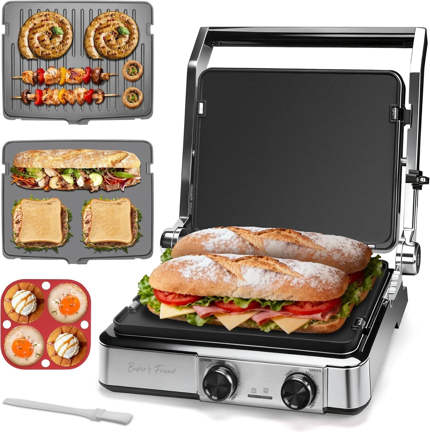 4-slice Panini Press Grill Cheese Sandwich Maker, Electric Grill Indoor with Te
Opens in a new windo