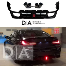 REAR DIFFUSER GLOSS BLACK F1 LED EXHAUST TIPS FOR BMW 3 SERIES G20 G21 2018-2021