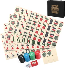 American Mahjong Tile Set, 166Pcs Premium Mah Jong Tiles with Exquisite Storage 