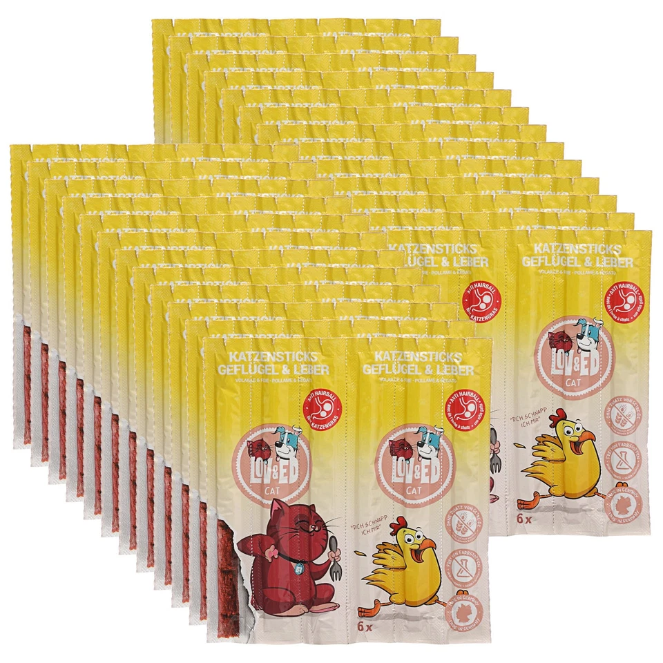 Lov&Ed Cat Katzensticks Geflügel & Leber, 25x 30 g Katzenleckerli Leckerli