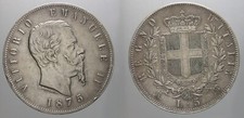 REGNO D'ITALIA 5 LIRE 1875 MILANO VITTORIO EMANUELE II IN ARGENTO 900 BB/SPL
