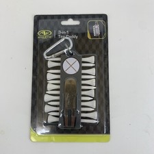 3 in 1 TEE CADDY 12 Golf Ball Tees Magnetic Marker Metal Divot Tool w/ Carabiner