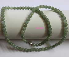 Gemstone Natural Type A Untreated Oily Green Jadeite JADE Necklace 5.6mm 20" 05