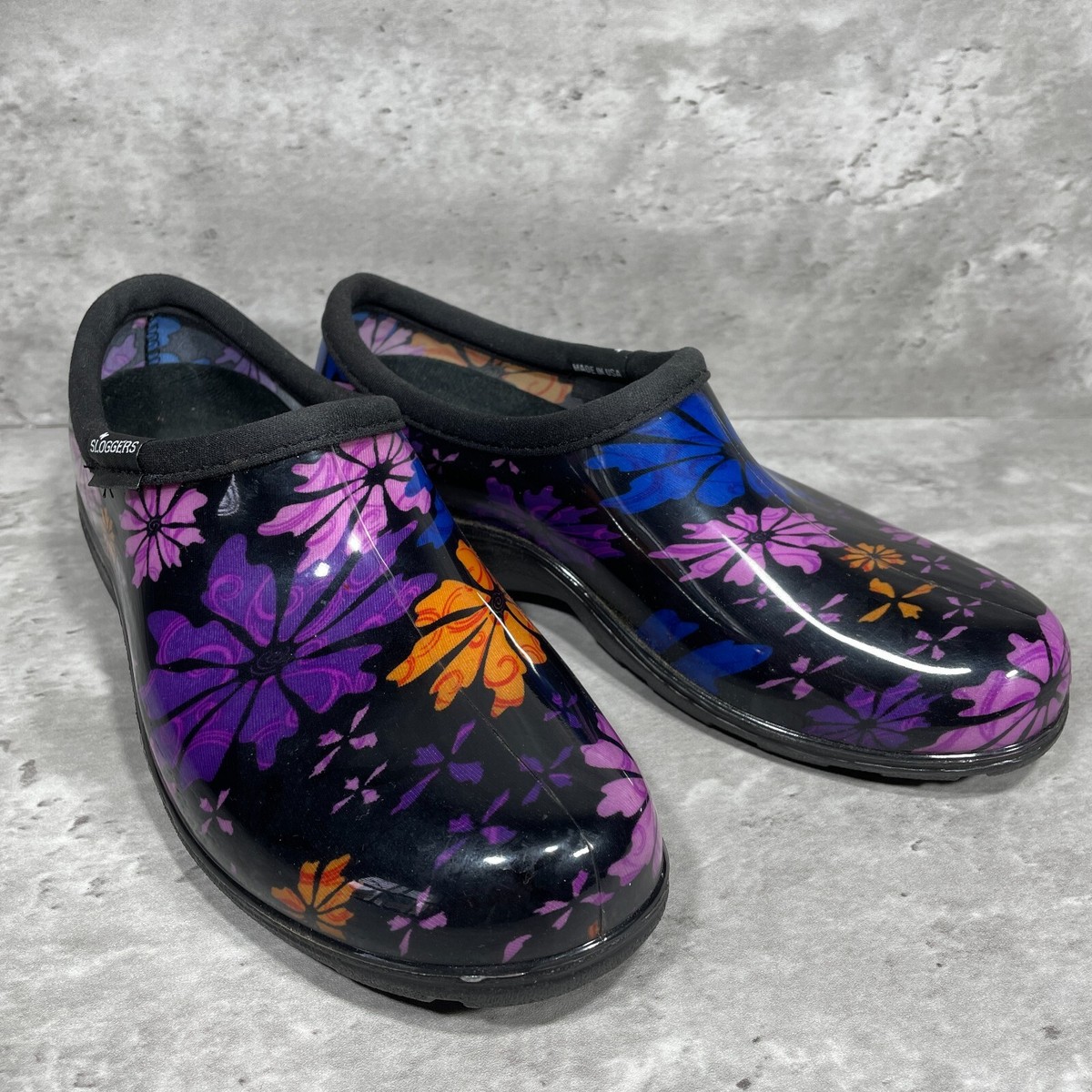 Sloggers Clogs Women's Size Flower Splash Garden Shoes Slip On