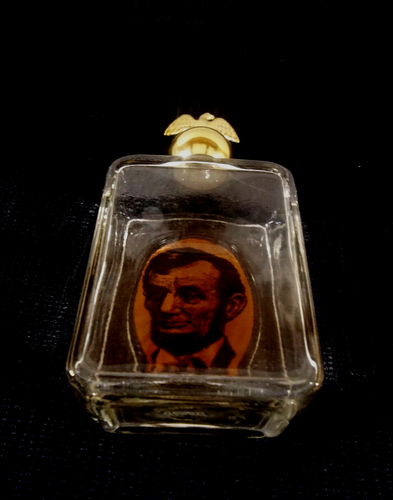 Empty Avon Clear Glass 4 oz Bottle w/ Abraham Lincoln Portrait & Gold Eagle Top - Picture 8 of 17