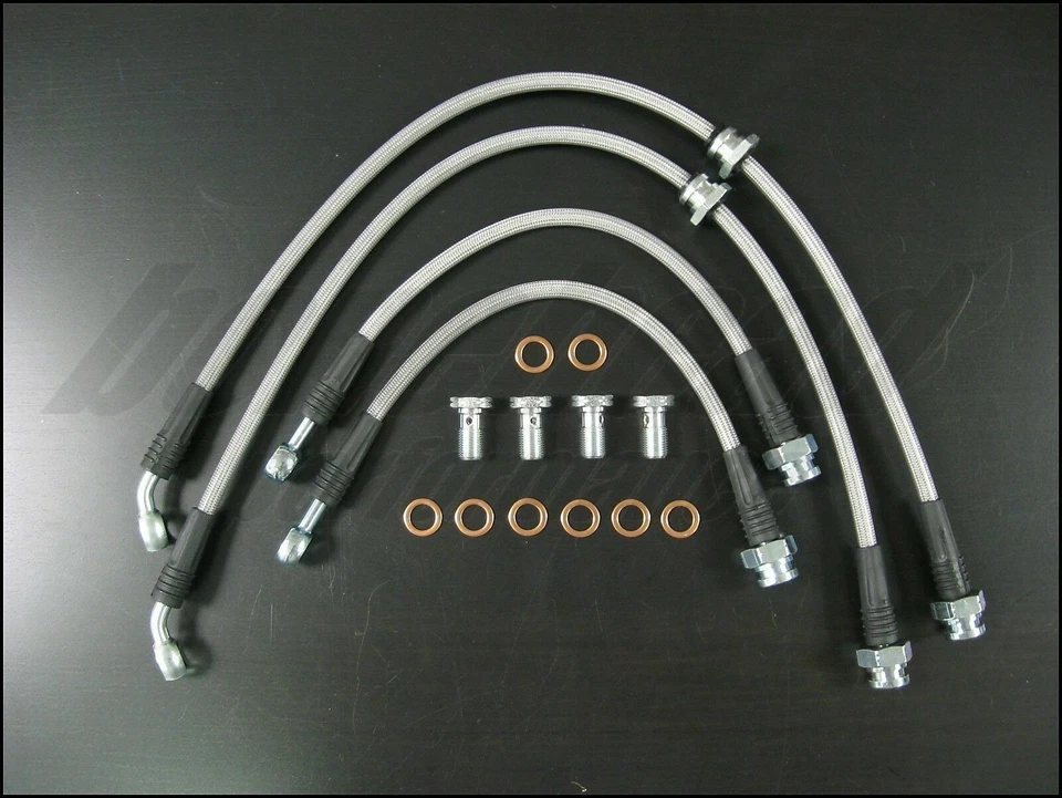 Linhas de freio trançadas de aço inoxidável Techna-Fit para 1995-1998 Nissan 240SX S14 - Imagem 2 de 4
