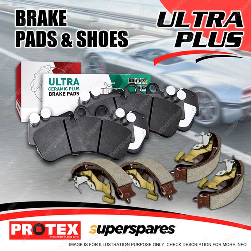 8x Front Ceramic Disc Brake Pads + Rear Shoes Set for Mitsubishi Mirage LA LB - Picture 2 of 2