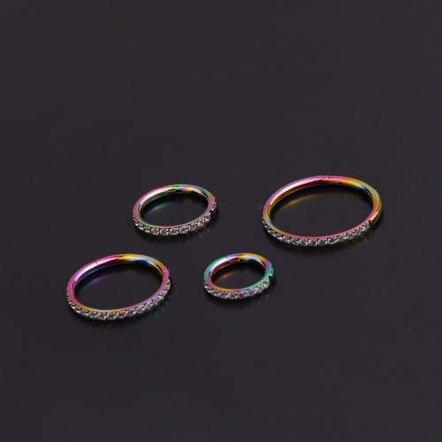 316L Steel Hinged Segment Clicker CZ Hoop Ring Ear Nose Lip Body Piercing 1PC - Picture 14 of 23