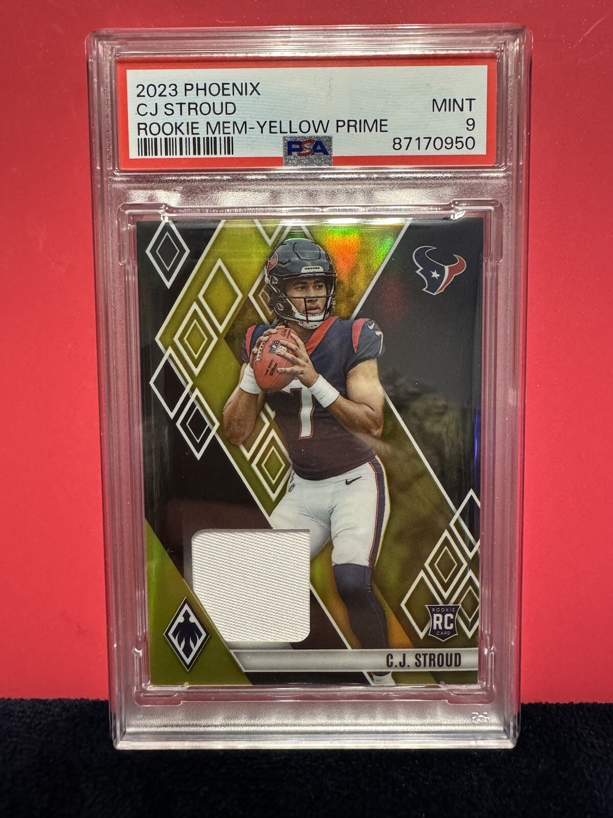 CJ Stroud Panini Phoenix Rookie Memorabilia # Yellow Prime