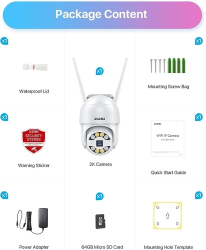 ZOSI 2K Wirelss IP Security Camera Pan-Tilt Zoom AI Detection 2-Way Audio 64GB - Picture 9 of 10