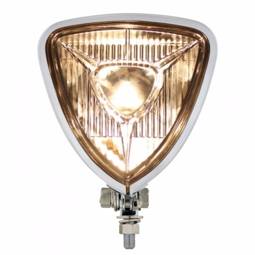 Vintage Style Triangle Headlight with Flat Chrome Housing - 第 1/4 張圖片