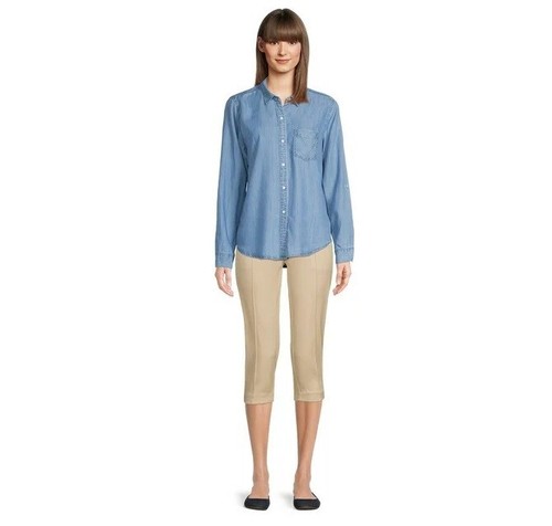 Schicke und bequeme Time and Tru elegante Damen-Caprihose Größe 16 in natürlichem Hellbraun - Bild 11 von 15