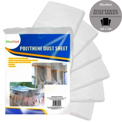 STAUBBLECH GROSS 4M x 5M KUNSTSTOFF KLAR POLYETHYLEN DEKORATIONSABDECKUNG LACK VERKAUF - Bild 1 von 4