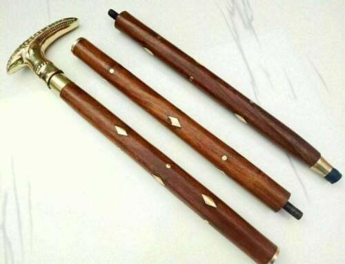 Vintage Walking Stick Solid Brass Snake Head Hand… - image 4