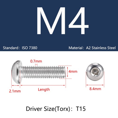 M3 M4 M5 M6 M8 M10 Stainless Torx Button Head Security Bolts, Anti Vandal Screws - Imagen 7 de 11