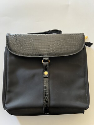 Estee Lauder Make Up Black Crocodile Skin Pattern Bag With