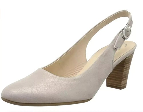 Gabor Womens UK 7.5 G EU 41 Beige Shell Block Heel Slingback Closed Toe Shoes - 第 1/7 張圖片