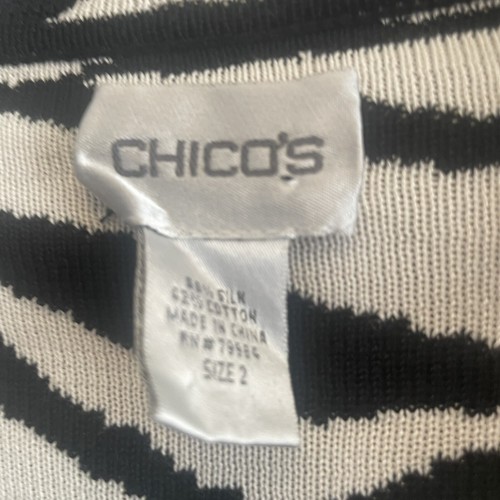 Chico’s 2 Large Zebra Silk Blend Button Front Long Sleeve Knit Cardigan Sweater - Picture 4 of 8