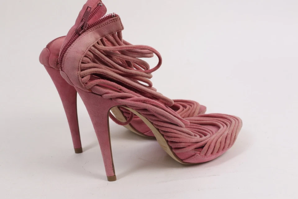 Sandalias Kathryn Amberleigh Rosa Gamuza Tirantes Plataforma al Tobillo Talla 6M Foto 4 de 4