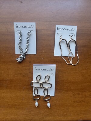 Francesca's Schmuck Set mit drei Gold-, Diamant- und Perlenohrringen