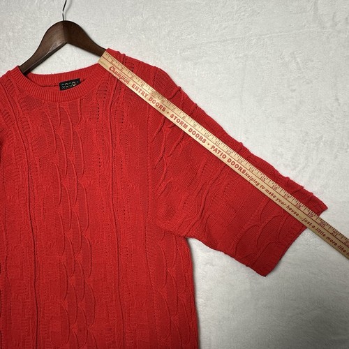 Vintage 90s Coogi 3D Textured Knit Red Sweater Short Sleeves Size XL - Picture 19 of 21