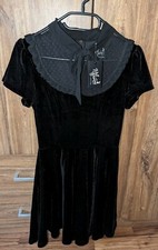 Neu mit Etikett! Hell Bunny Kleid Schwarz Samt Größe XS Durchsichtig Schleife 