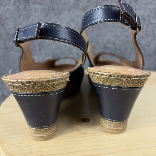 Patrizia Spring Step Sandalen Lotis Fersenriemen Keilabsatz offene Zehenpartie Damen 8,5 Leder - Bild 4 von 9
