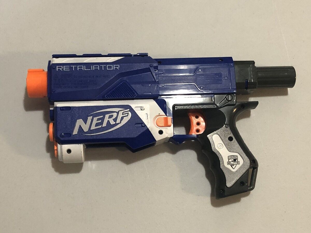 Nerf Elite Blue Retaliator Blaster Toy Gun w/ Stock, Barrel Nerf Elite Blue Retaliator Blaster Toy Gun w/ Stock, Barrel