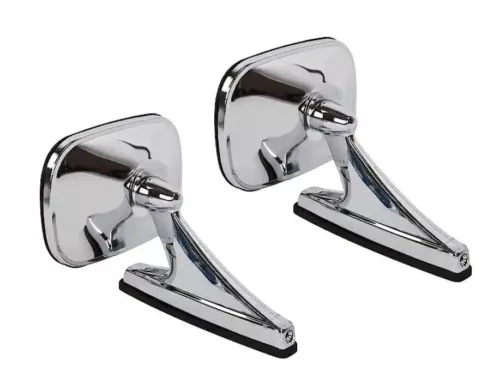UNIVERSAL CHROME RECTANGLE MIRRORS CLASSIC VINTAGE MUSCLECAR HOTROD PAIR LH & RH