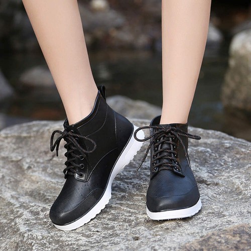 Womens Short Rain Boots Thick Sole and Non Slip Rainboots Street Parent Child Bo - Picture 4 of 40