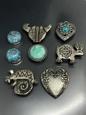 NONY New York Silver Tone Faux Turquoise Set Of 8 Southwest Theme Button Covers
