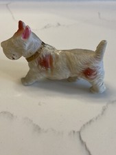 Antique Celluloid Scottie Dog Blow Mold Fragile Light Japan Toy Collectible