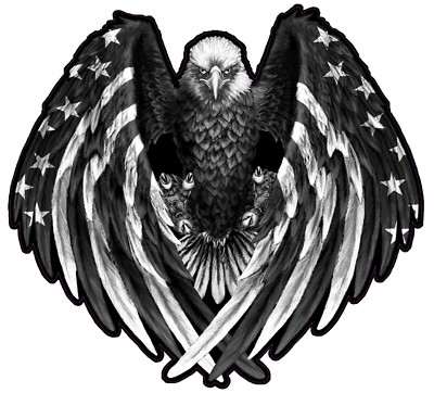 American Flag Eagle Wings  Gray Scale Decal 10'' × 10''