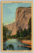 Scenic Lake Shore View El Capitan Yosemite Valley CA 1947 Postcard