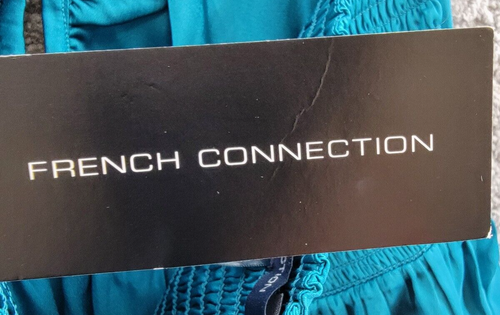 FRENCH CONNECTION Inu Satin Halter Top Women's M Ocean Depths V-Neck Pullover - 第 13/14 張圖片