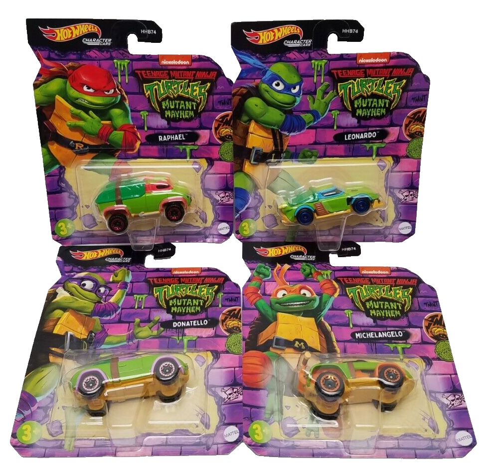 ミニカー Hot Wheels Teenage Mutant Ninja Turtles TMNT Hot Wheels Character Cars Set of 4 Raphael Michelangelo