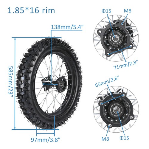 70/100-19 90/100-16 Tire Rim Wheel Disc Brake For Dirt Bike XR100 CRF150F - Picture 3 of 8