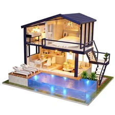 DIY Miniature Villa Dollhouse Kit - Time Apartment, No Dust Cover